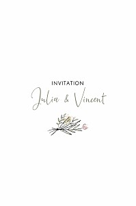 Carton d'invitation mariage original les mariés champêtres (portrait) blanc Carton d'invitation mariage original les mariés champêtres (portrait) blanc