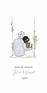 Menu de mariage les mariés champêtres blanc Menu de mariage les mariés champêtres blanc