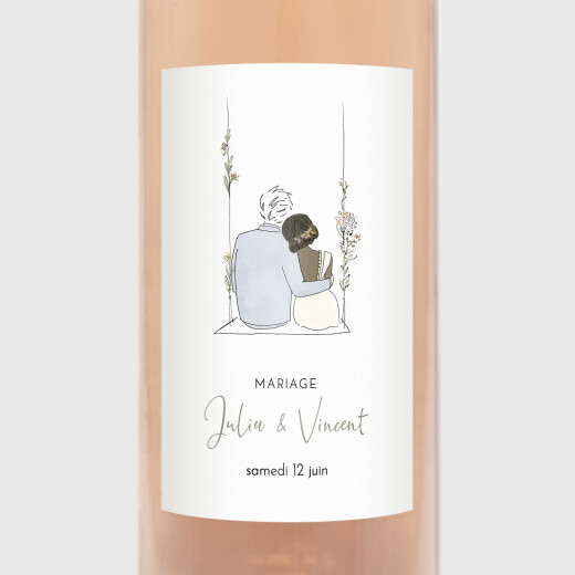 Étiquette bouteille mariage vin With Love, 8 cm x 13 cm