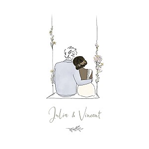 Faire-part de mariage moderne les mariés champêtre (4 pages) blanc Faire-part de mariage moderne les mariés champêtre (4 pages) blanc