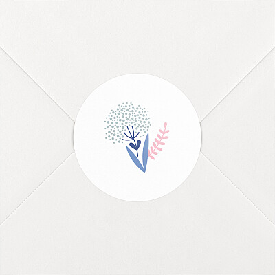 Stickers pour enveloppes naissance élégant feuillage multicolore rose Stickers pour enveloppes naissance élégant feuillage multicolore rose