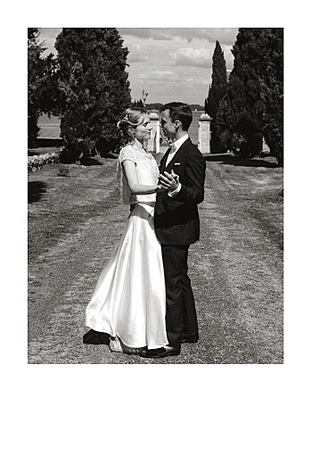 Carte de remerciement mariage Simple photo portrait (dorure) blanc - Recto