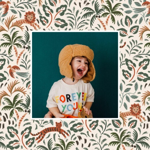 Carte d'anniversaire Petite jungle vert - Recto Carte d'anniversaire Petite jungle vert - Recto