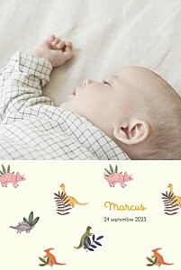 Faire-part de naissance original mon petit dinosaure beige Faire-part de naissance original mon petit dinosaure beige