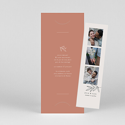 Faire-part de mariage rouge jeune pousse (marque-page) blush Faire-part de mariage rouge jeune pousse (marque-page) blush
