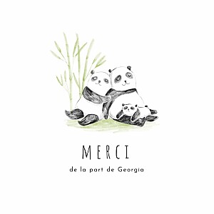 Carte de remerciement petits pandas blanc Carte de remerciement petits pandas blanc