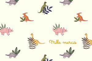Carte de remerciement mon petit dinosaure beige Carte de remerciement mon petit dinosaure beige