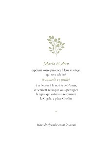 Faire-part de mariage vert signature végétale (portrait) toscane Faire-part de mariage vert signature végétale (portrait) toscane