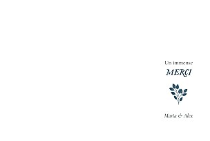 Carte de remerciement mariage avec photo signature végétale bleu Carte de remerciement mariage avec photo signature végétale bleu