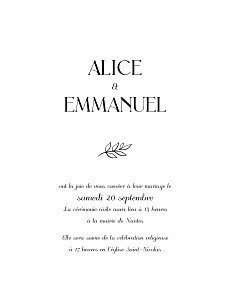 Faire-part de mariage dryade (portrait) blanc Faire-part de mariage dryade (portrait) blanc