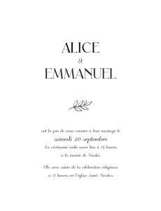 Faire-part de mariage Dryade (portrait) blanc Faire-part de mariage Dryade (portrait) blanc