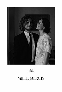 Carte de remerciement mariage avec photo dryade (portrait) blanc Carte de remerciement mariage avec photo dryade (portrait) blanc