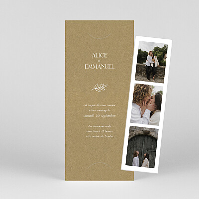 Faire-part de mariage beige dryade (marque page) kraft Faire-part de mariage beige dryade (marque page) kraft