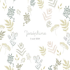 Faire-part de naissance vert liberty feuillage (dorure) vert Faire-part de naissance vert liberty feuillage (dorure) vert