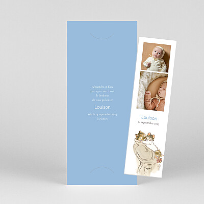 Faire-part de naissance bleu ernest et célestine i (marque page) bleu Faire-part de naissance bleu ernest et célestine i (marque page) bleu