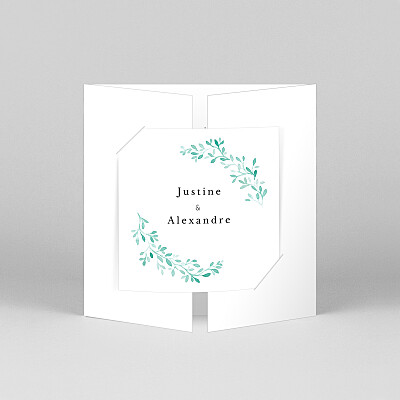 Faire-part de mariage ronde aquarellée (fenêtre) blanc Faire-part de mariage ronde aquarellée (fenêtre) blanc