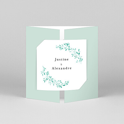 Faire-part de mariage vert ronde aquarellée (fenêtre) vert Faire-part de mariage vert ronde aquarellée (fenêtre) vert