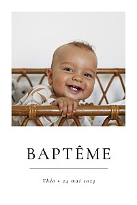 Faire-part de baptême moderne précieux moments (portrait) blanc Faire-part de baptême moderne précieux moments (portrait) blanc
