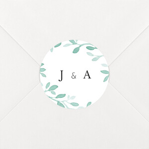 Stickers pour enveloppes mariage Ronde aquarellée Blanc