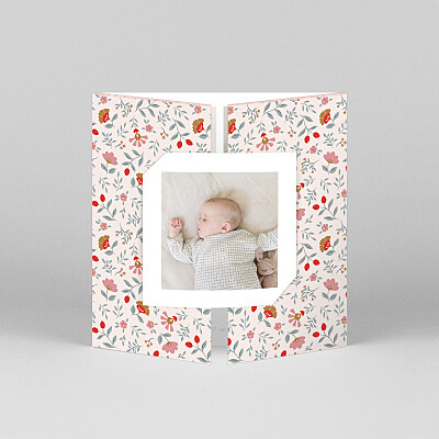 Faire-part de naissance fille flora (fenêtre) rose Faire-part de naissance fille flora (fenêtre) rose