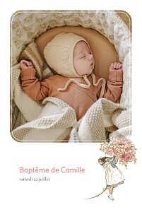Faire-part de baptême rose ernest et célestine (portrait) rose Faire-part de baptême rose ernest et célestine (portrait) rose