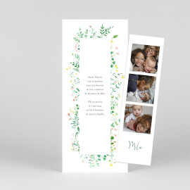 Faire-part de naissance Cadre fleuri (marque-page) rose