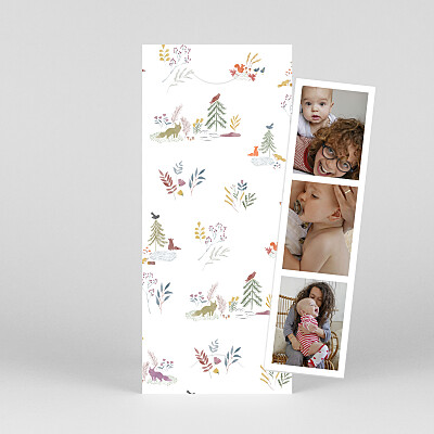 Faire-part de naissance animaux conte aquarelle (marque page) blanc Faire-part de naissance animaux conte aquarelle (marque page) blanc