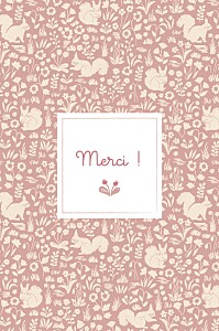 Carte de remerciement liberty écureuil rose Carte de remerciement liberty écureuil rose