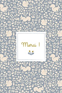 Carte de remerciement bleu liberty écureuil bleu Carte de remerciement bleu liberty écureuil bleu