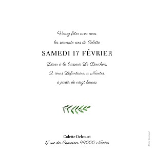 Carte d'invitation anniversaire adulte Palmiers - Rosemood