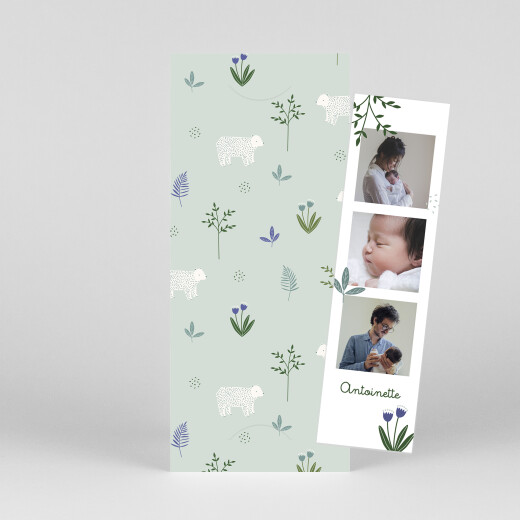 Faire-part de naissance Mon petit ourson (marque-page) bleu - Vue 1 Faire-part de naissance Mon petit ourson (marque-page) bleu - Vue 1