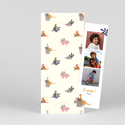 Carte d'anniversaire original mon petit dinosaure (marque-page) beige Carte d'anniversaire original mon petit dinosaure (marque-page) beige