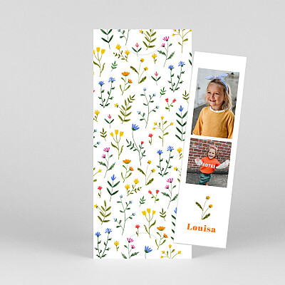 Carte d'anniversaire original fleurs sauvages (marque-page) blanc Carte d'anniversaire original fleurs sauvages (marque-page) blanc