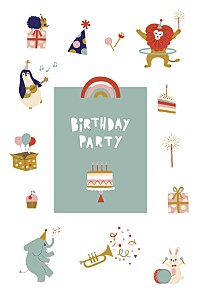 Carte d'anniversaire rose la fête des animaux (portrait) rouge Carte d'anniversaire rose la fête des animaux (portrait) rouge