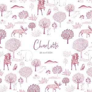 Faire-part de naissance mixte bois joli rose Faire-part de naissance mixte bois joli rose