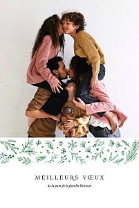 Carte de voeux beige ornement festif (frise) vert Carte de voeux beige ornement festif (frise) vert