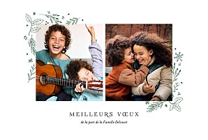 Carte de voeux motifs ornement festif (2 photos) vert Carte de voeux motifs ornement festif (2 photos) vert