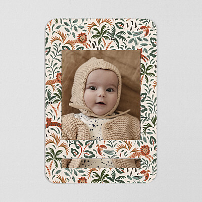 Faire-part de naissance fille petite jungle (bandeau) beige Faire-part de naissance fille petite jungle (bandeau) beige