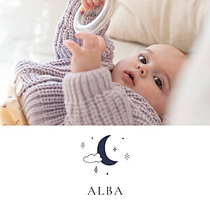 Faire-part de naissance moderne céleste (4 pages) blanc Faire-part de naissance moderne céleste (4 pages) blanc