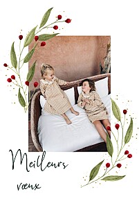 Carte de voeux motifs petites baies blanc Carte de voeux motifs petites baies blanc
