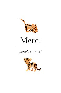 Carte de remerciement avec photo petit tigre blanc Carte de remerciement avec photo petit tigre blanc