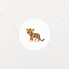 Stickers pour enveloppes naissance Petit tigre Blanc