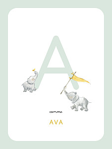 Affichette l'abécédaire des éléphants vert Affichette l'abécédaire des éléphants vert