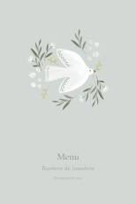 Menu de baptême Petite colombe Bleu Menu de baptême Petite colombe Bleu