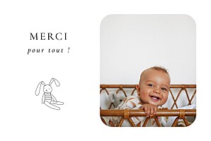 Carte de remerciement avec photo picto feutre blanc Carte de remerciement avec photo picto feutre blanc