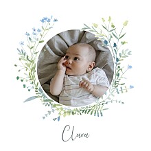 Faire-part de naissance Couronne florale bleu Faire-part de naissance Couronne florale bleu