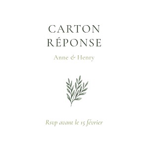 Carton réponse mariage classique champêtre blanc Carton réponse mariage classique champêtre blanc