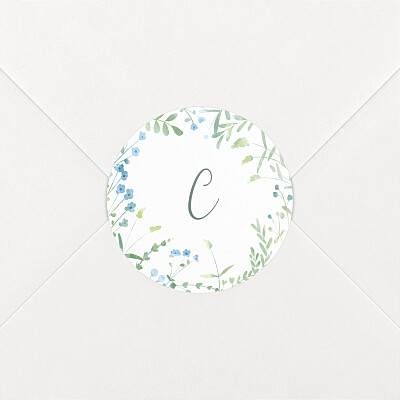 Stickers pour enveloppes naissance couronne florale bleu Stickers pour enveloppes naissance couronne florale bleu