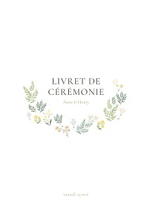 Couverture livret de messe mariage classique champêtre (4 pages) blanc Couverture livret de messe mariage classique champêtre (4 pages) blanc