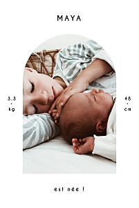 Faire-part de naissance fille arche graphique blanc Faire-part de naissance fille arche graphique blanc